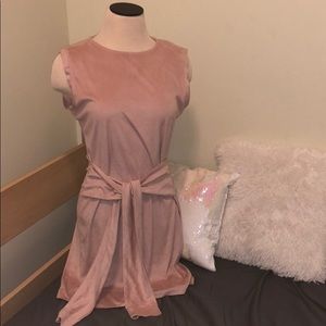 Tie Pink Suede Dress